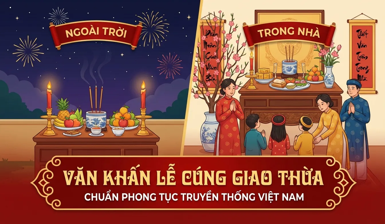 sắm lễ và mẫu văn khấn giao thừa trong nhà và ngoài trời