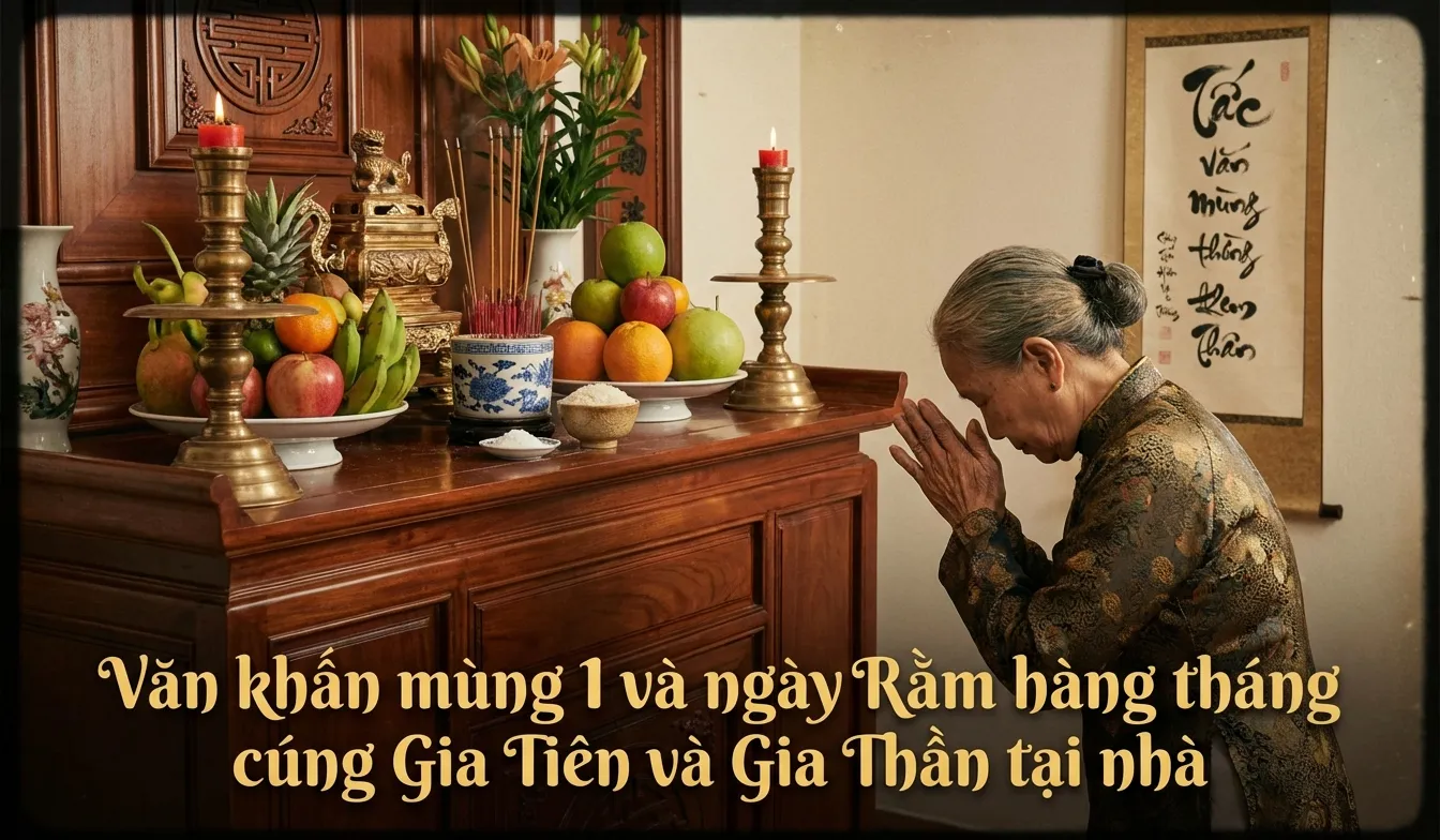 văn khấn mùng 1 và ngày rằm cúng thổ công, gia tiên hàng tháng
