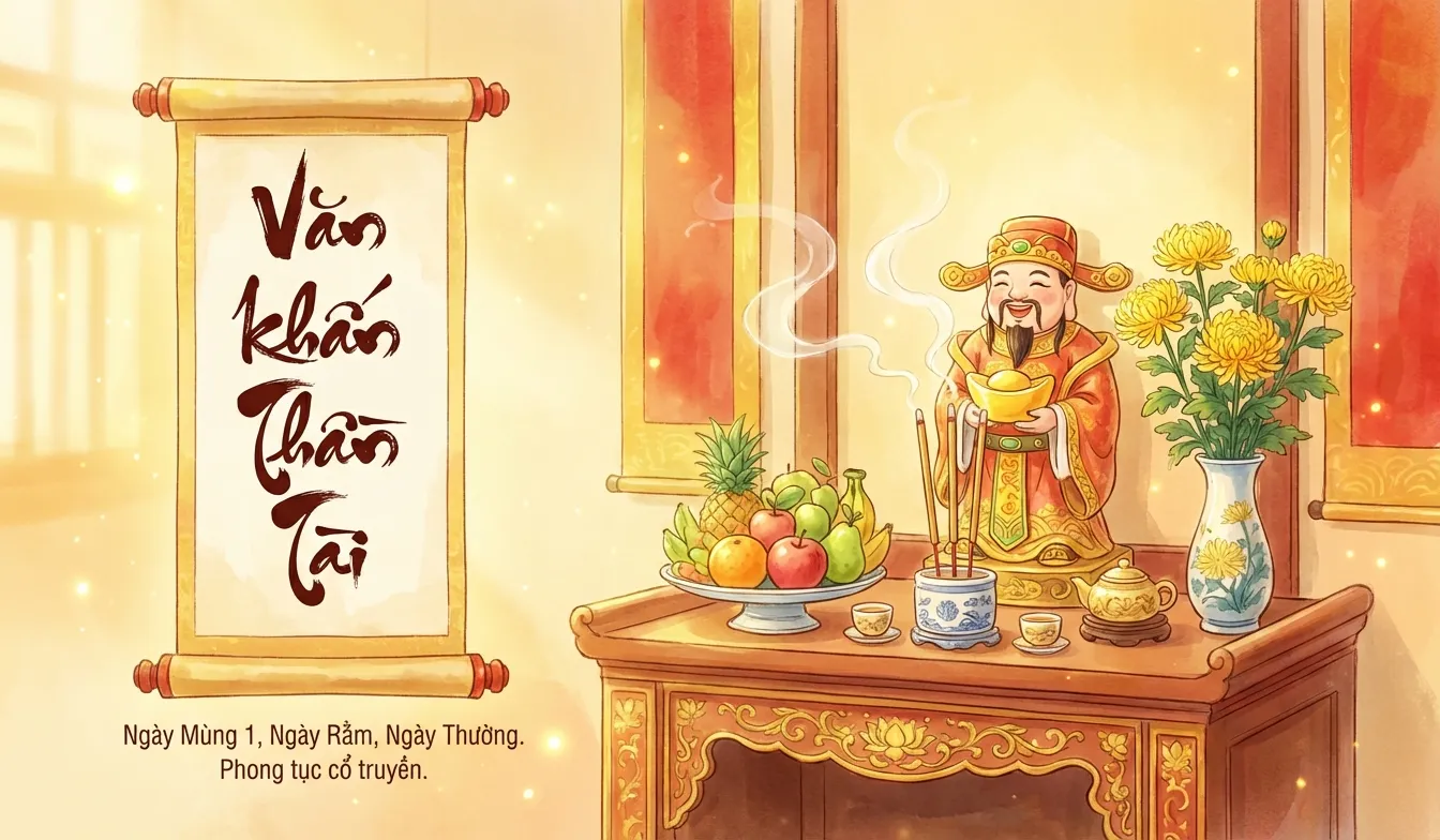 văn khấn cúng thần tài ngày thường mùng 1 và ngày rằm